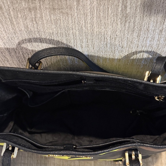 Michael Kors Yellow and Brown Camouflage Tote approximately 9 x 12 - Picture 8 of 11